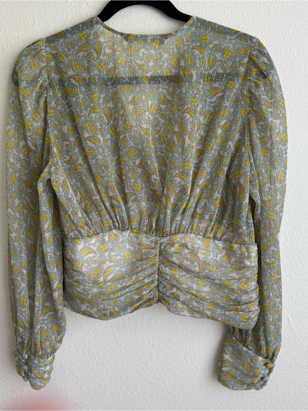 Zara Yellow & Blue Paisley Long Sleeve Top - Picture 2 of 4